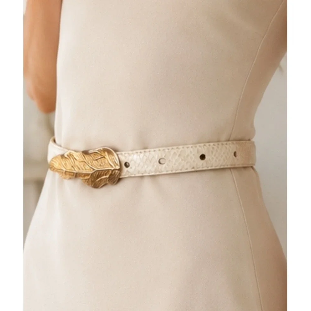 Vintage Cream Genuine Snakeskin 3/4